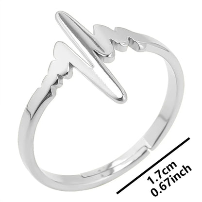 Wholesale Jewelry Simple Style Electrocardiogram 304 Stainless Steel 18K Gold Plated Open Ring