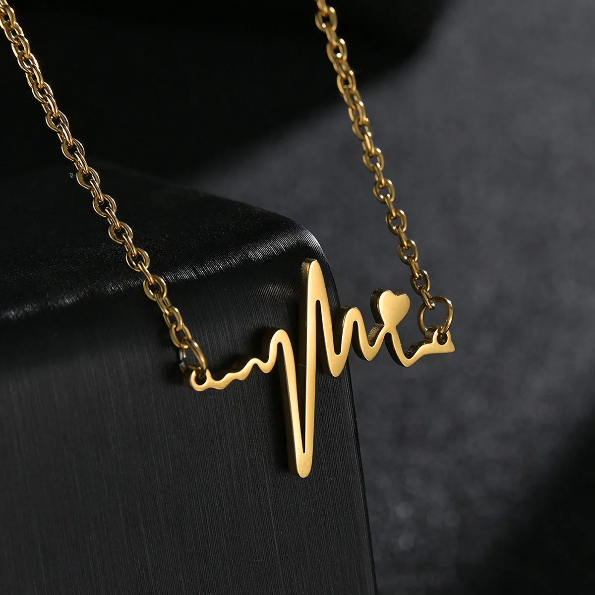 Wholesale Simple Style Electrocardiogram Titanium Steel 18k Gold Plated Silver Plated Necklace