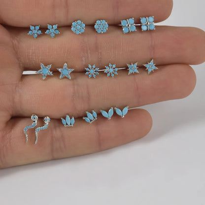 1 Piece Nose Rings & Studs Simple Style Flower 304 Stainless Steel Turquoise Turquoise