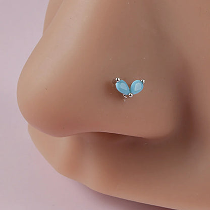 1 Piece Nose Rings & Studs Simple Style Flower 304 Stainless Steel Turquoise Turquoise