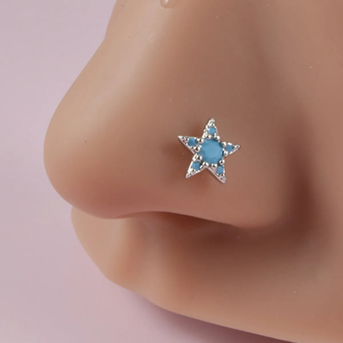 1 Piece Nose Rings & Studs Simple Style Flower 304 Stainless Steel Turquoise Turquoise