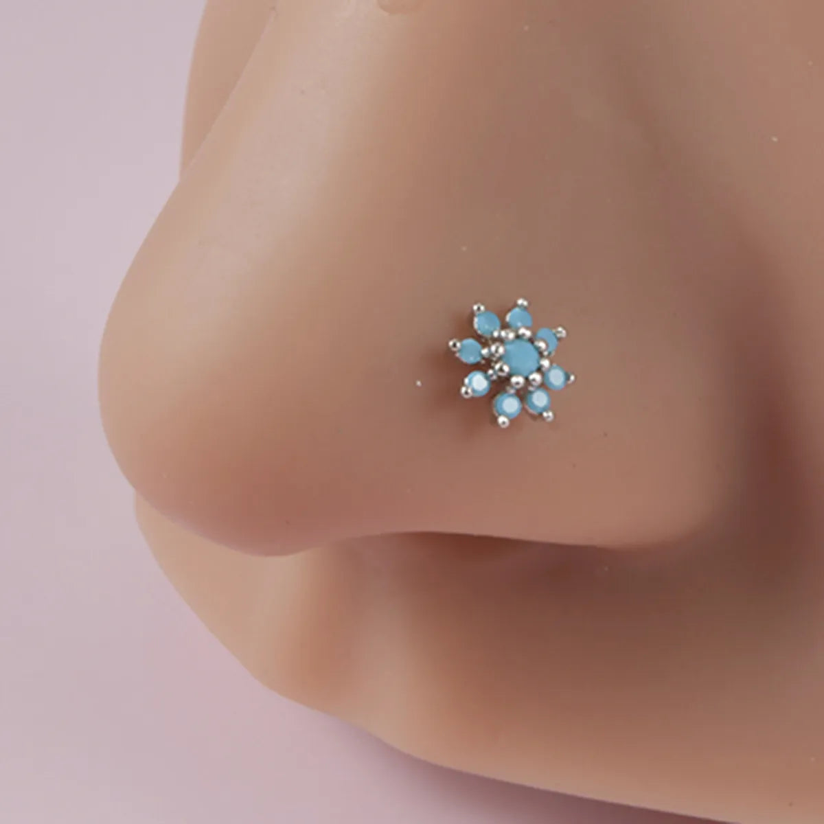 1 Piece Nose Rings & Studs Simple Style Flower 304 Stainless Steel Turquoise Turquoise