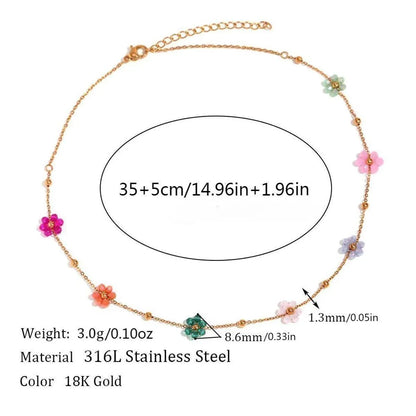 Simple Style Flower Stainless Steel Plating 18k Gold Plated Necklace