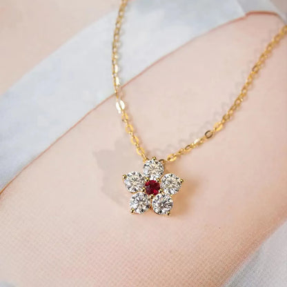 Wholesale Simple Style Flower Sterling Silver 18k Gold Plated Zircon Pendant Necklace