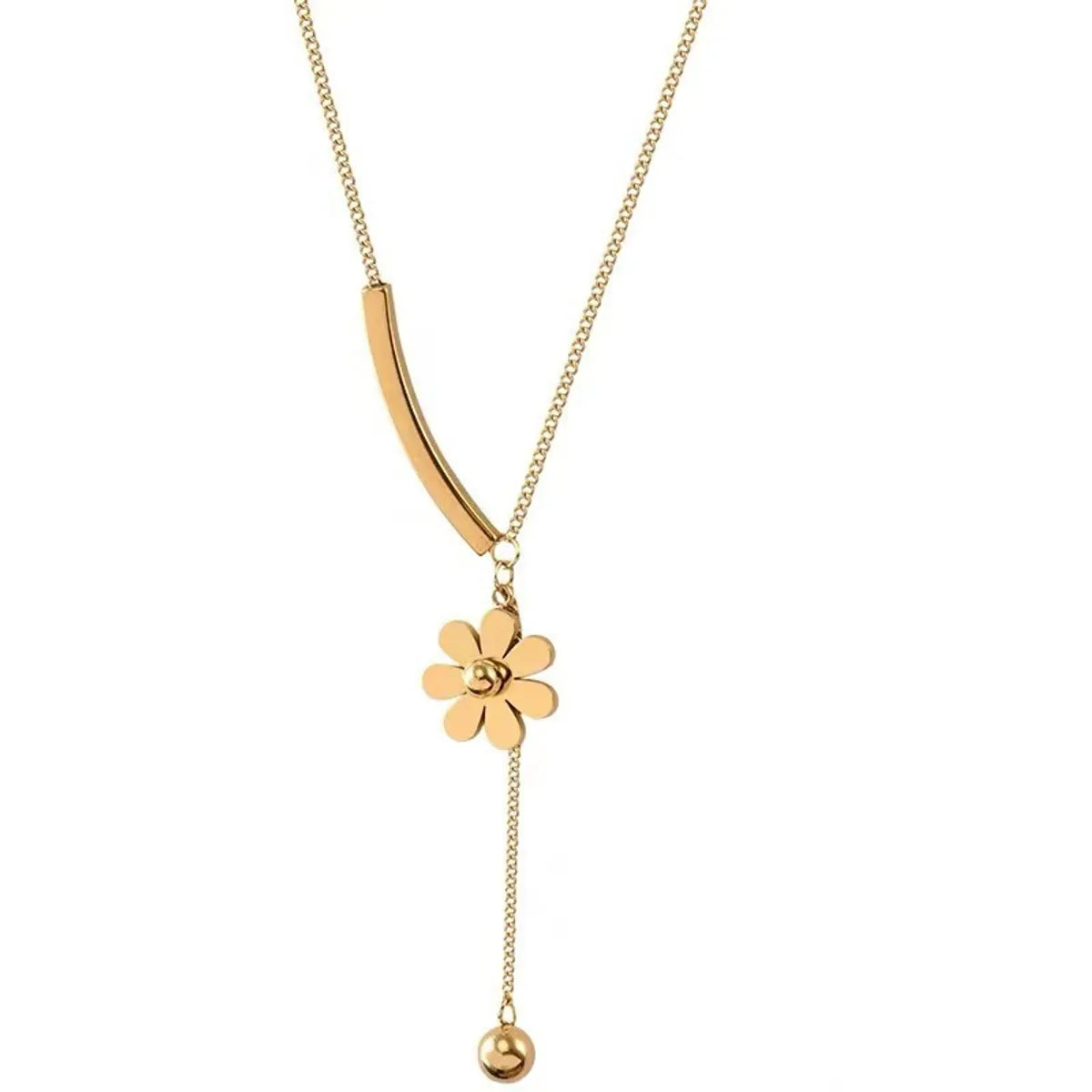 Simple Style Flower Titanium Steel Plating Gold Plated Pendant Necklace