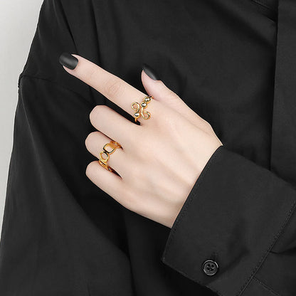 Wholesale Simple Style Geometric Copper Beaded Open Rings Anxiety Ring