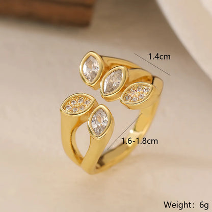 Wholesale Simple Style Geometric Copper Plating Inlay Zircon Open Rings