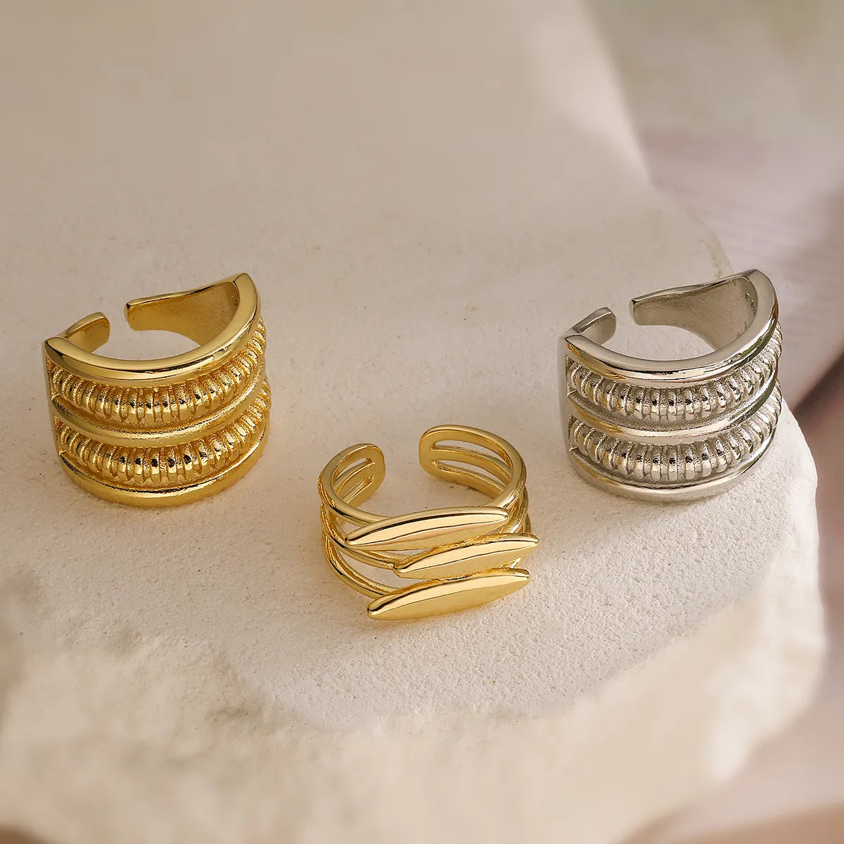 Wholesale Simple Style Geometric Copper Plating Open Rings