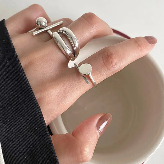 Wholesale Simple Style Geometric Copper Silver Plated Rings