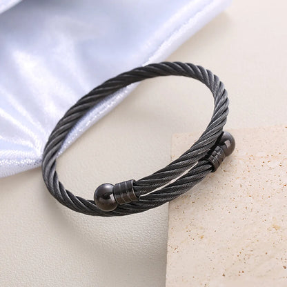 Wholesale Simple Style Geometric Solid Color Stainless Steel Bangle