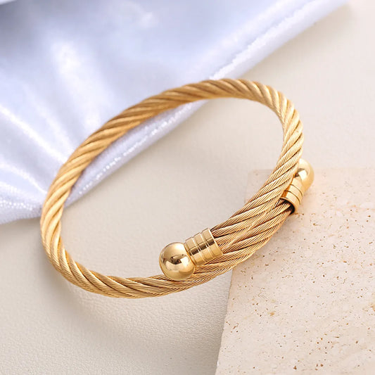 Wholesale Simple Style Geometric Solid Color Stainless Steel Bangle