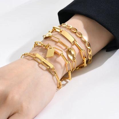 Wholesale Simple Style Geometric Stainless Steel 18k Gold Plated Bracelets