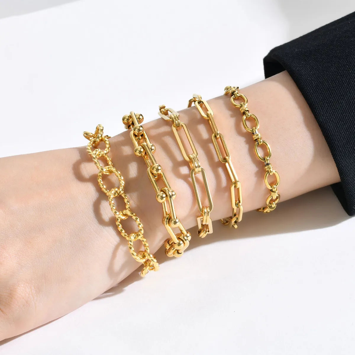 Wholesale Simple Style Geometric Stainless Steel 18k Gold Plated Bracelets