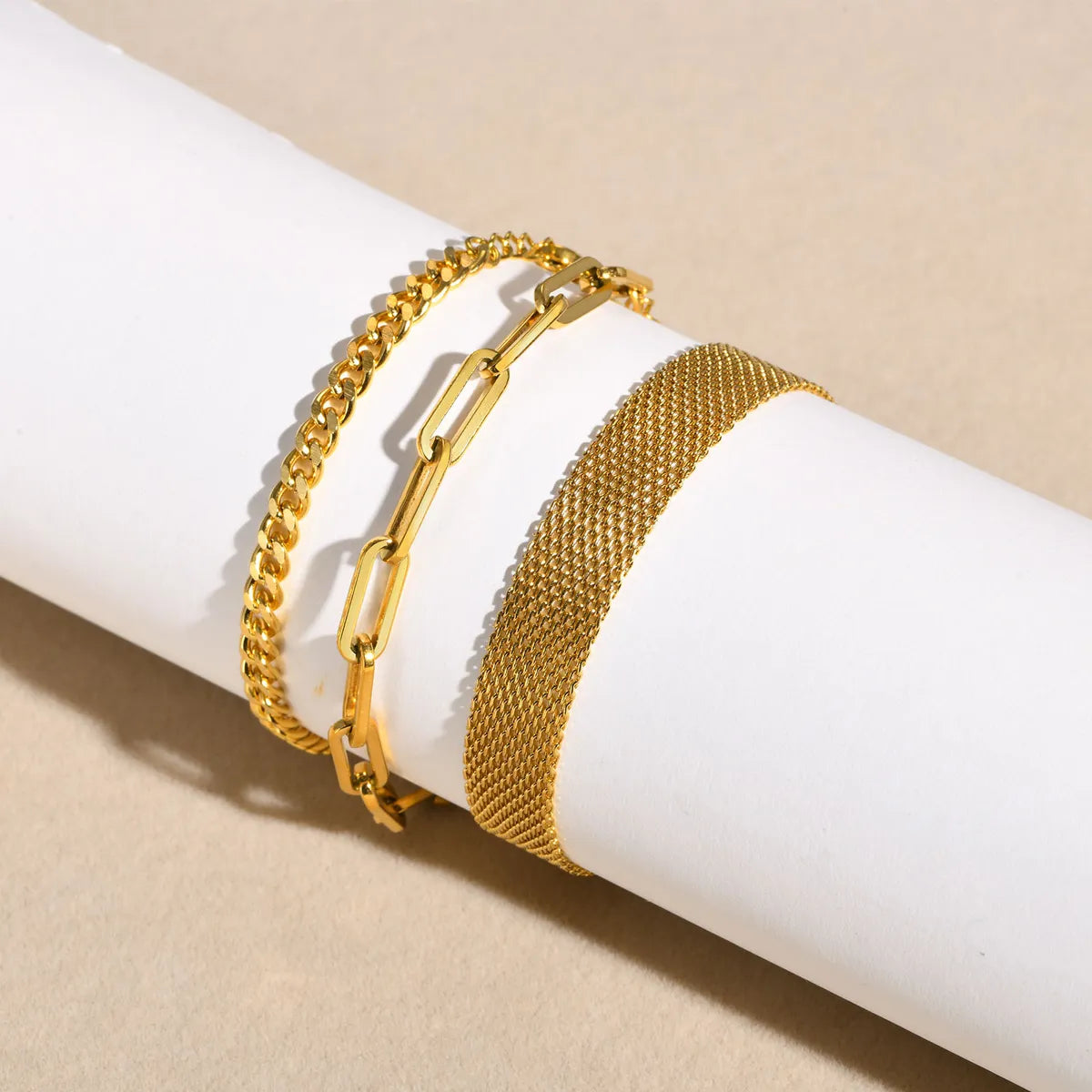 Wholesale Simple Style Geometric Stainless Steel 18k Gold Plated Zircon Bracelets