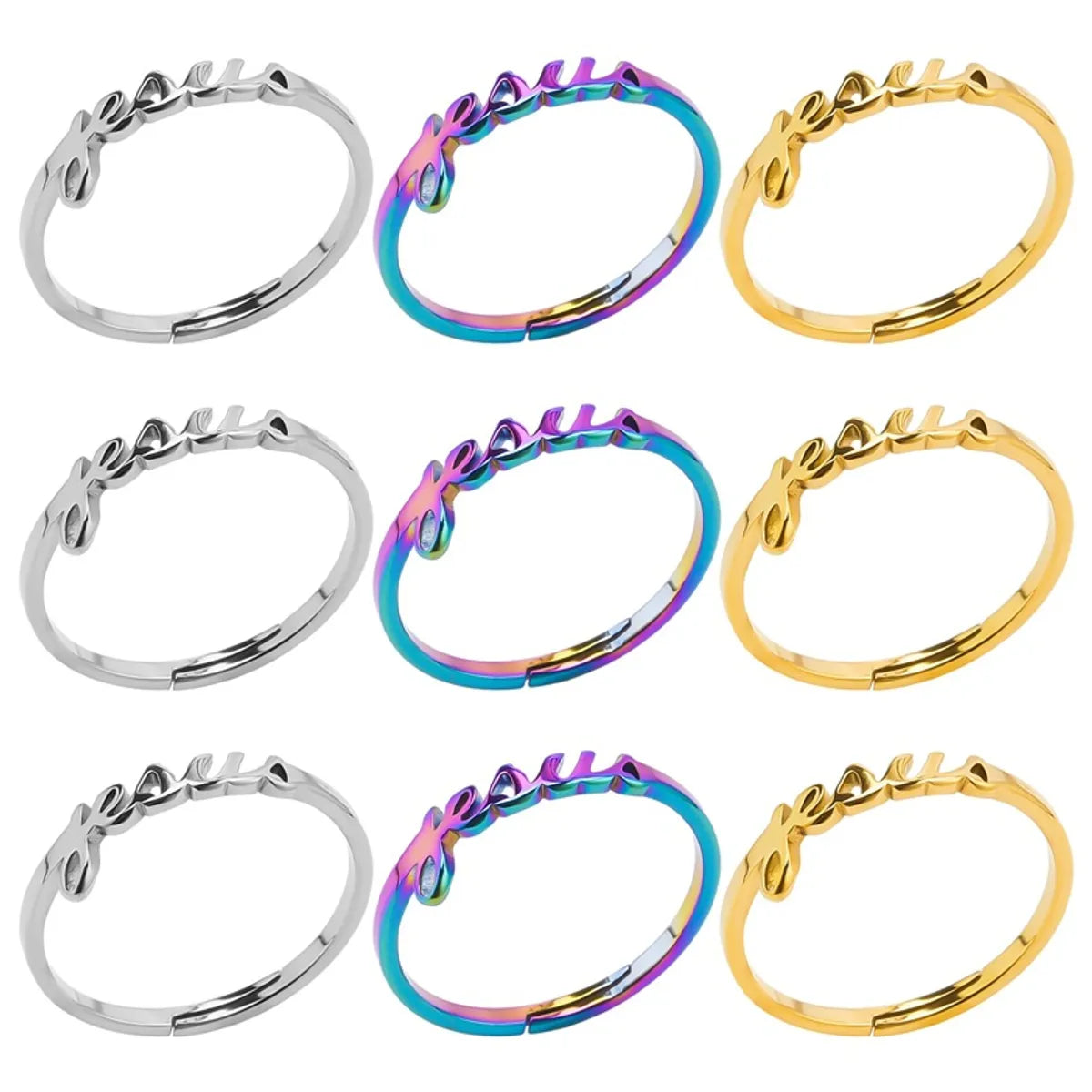 Wholesale Simple Style Geometric Stainless Steel Open Rings