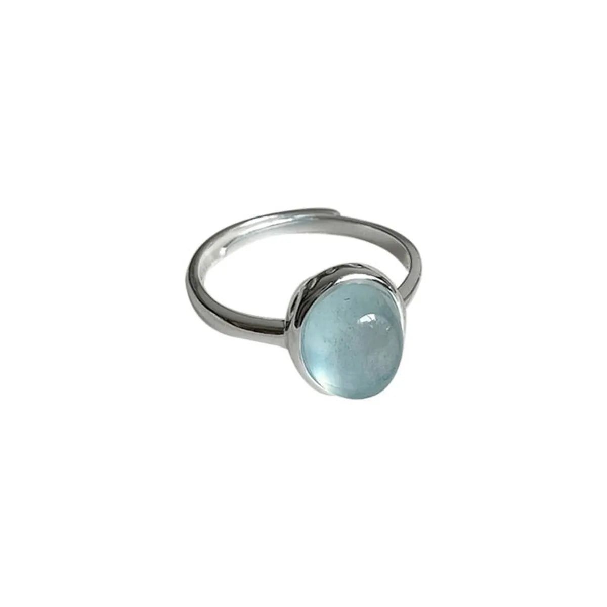 Wholesale Simple Style Geometric Sterling Silver Natural Stone Open Ring