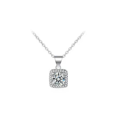 Wholesale Simple Style Geometric Sterling Silver Zircon Pendant Necklace