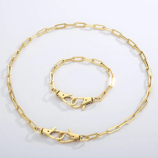 Wholesale Simple Style Geometric Titanium Steel 18k Gold Plated Bracelets Necklace