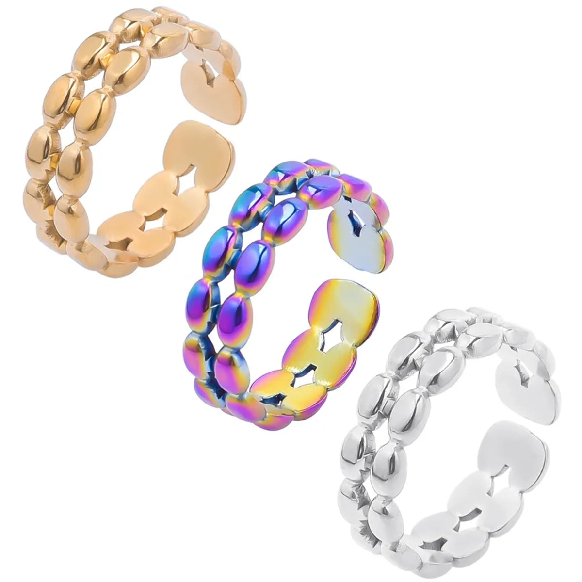 Wholesale Jewelry Simple Style Geometric 304 Stainless Steel 18K Gold Plated Polishing Open Ring