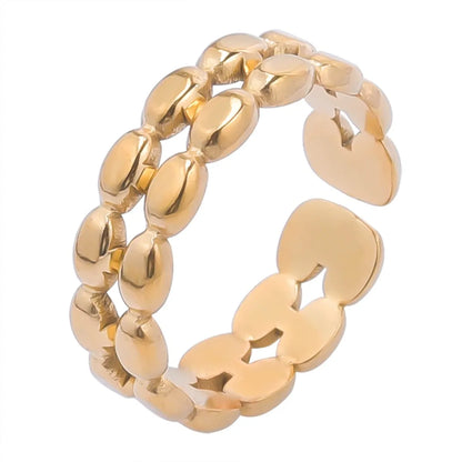 Wholesale Jewelry Simple Style Geometric 304 Stainless Steel 18K Gold Plated Polishing Open Ring