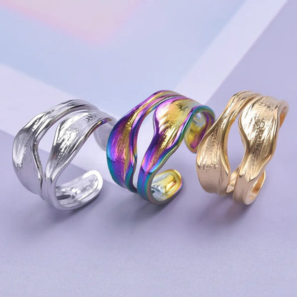 Wholesale Simple Style Geometric Titanium Steel Open Ring