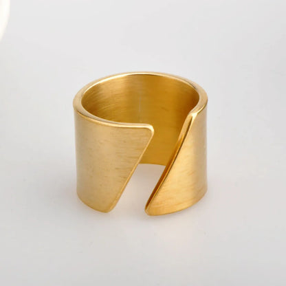 Wholesale Simple Style Geometric Titanium Steel Wide Band Ring Open Ring