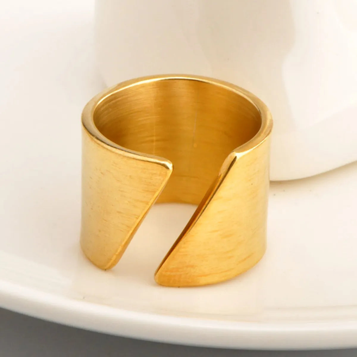 Wholesale Simple Style Geometric Titanium Steel Wide Band Ring Open Ring