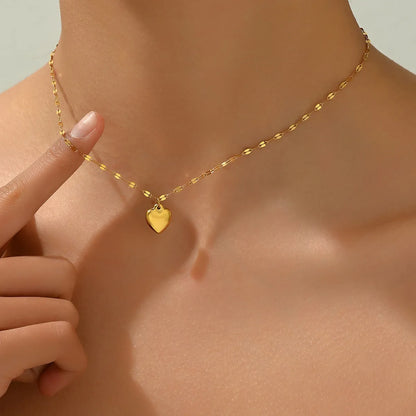 Wholesale Simple Style Heart Shape Stainless Steel 14k Gold Plated Necklace