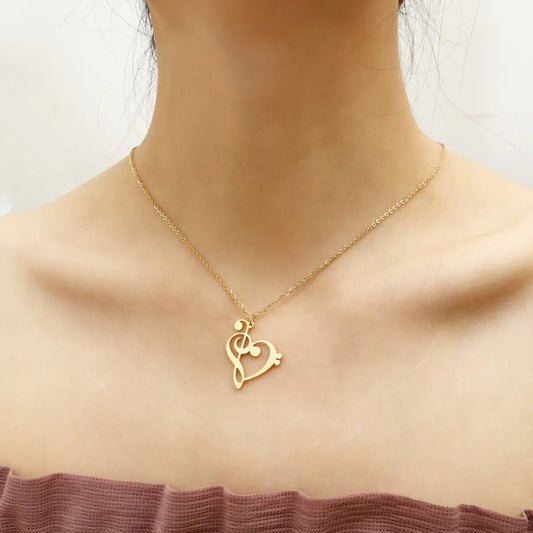 Wholesale Simple Style Heart Shape Stainless Steel Plating Gold Plated Pendant Necklace