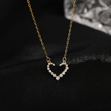 Wholesale Simple Style Heart Shape Sterling Silver Plating Inlay Zircon Necklace