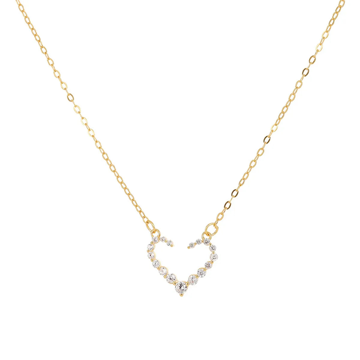 Wholesale Simple Style Heart Shape Sterling Silver Plating Inlay Zircon Necklace