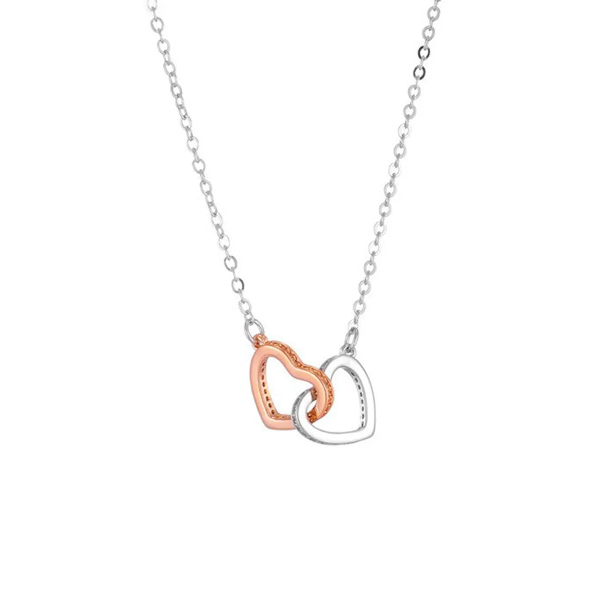 Wholesale Simple Style Heart Shape Sterling Silver Zircon Pendant Necklace