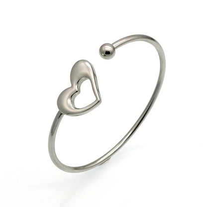 Wholesale Simple Style Heart Shape Titanium Steel 18k Gold Plated Bangle