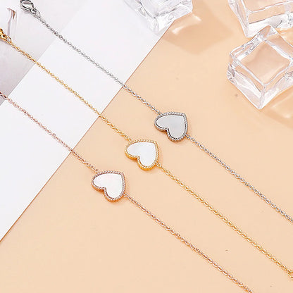 Wholesale Simple Style Heart Shape Titanium Steel Jewelry Set