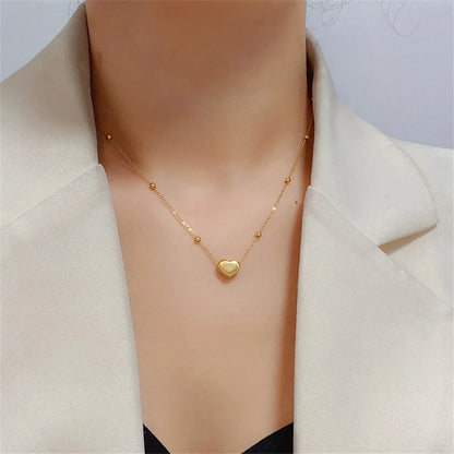 Simple Style Heart Shape Titanium Steel Plating Gold Plated Pendant Necklace