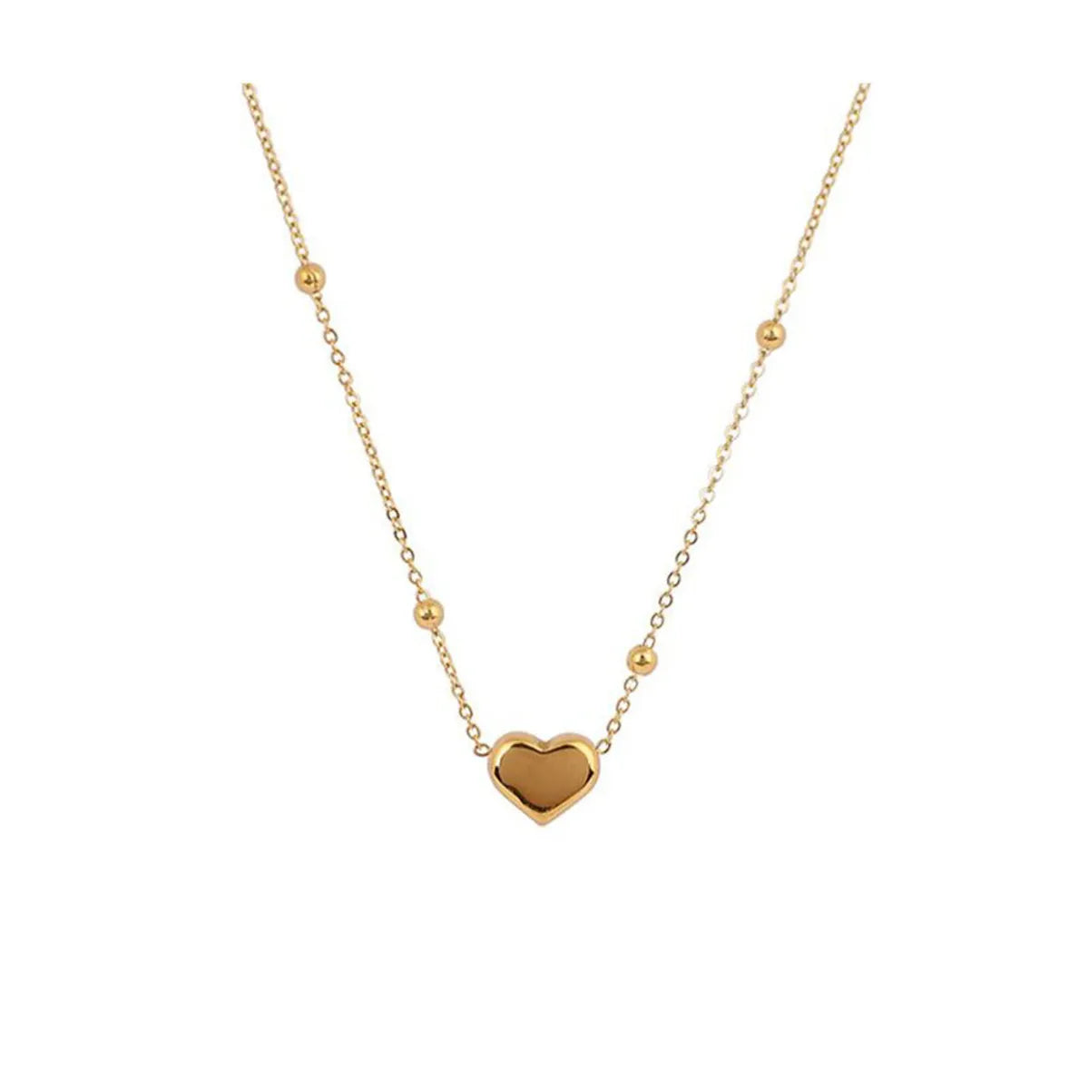 Simple Style Heart Shape Titanium Steel Plating Gold Plated Pendant Necklace