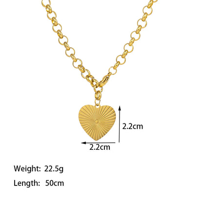 304 Stainless Steel 18K Gold Plated Simple Style Polishing Plating Heart Shape Pendant Necklace