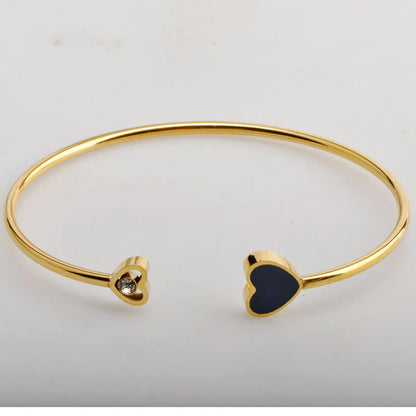 Wholesale Simple Style Heart Shape Titanium Steel Rhinestones Bangle