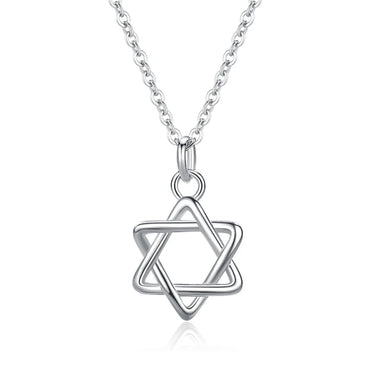 Wholesale Simple Style Hexagram Sterling Silver Pendant Necklace