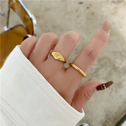 Wholesale Simple Style Hexagram Titanium Steel 18k Gold Plated Rings