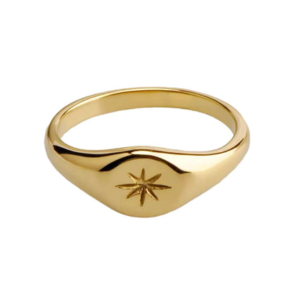 Wholesale Simple Style Hexagram Titanium Steel 18k Gold Plated Rings