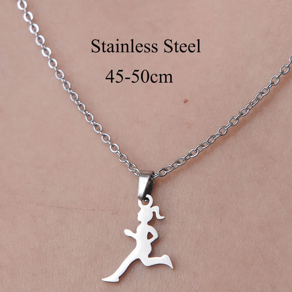 201 Stainless Steel Simple Style Polishing Plating Human Arrow Hook Pendant Necklace