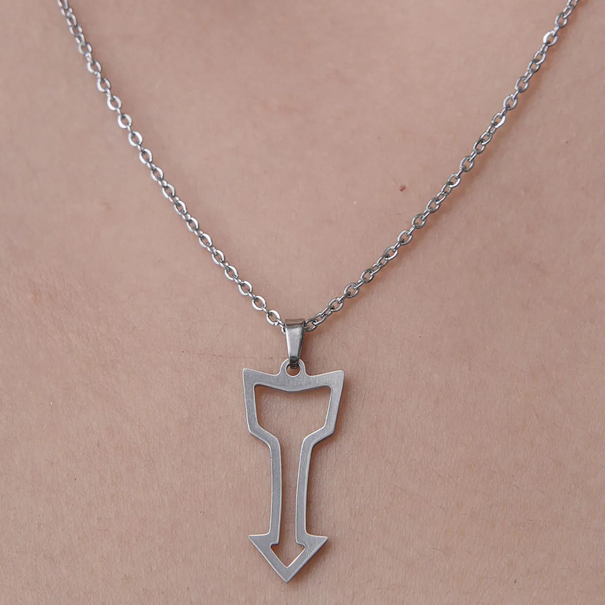 201 Stainless Steel Simple Style Polishing Plating Human Arrow Hook Pendant Necklace