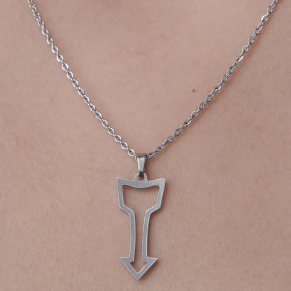 201 Stainless Steel Simple Style Polishing Plating Human Arrow Hook Pendant Necklace