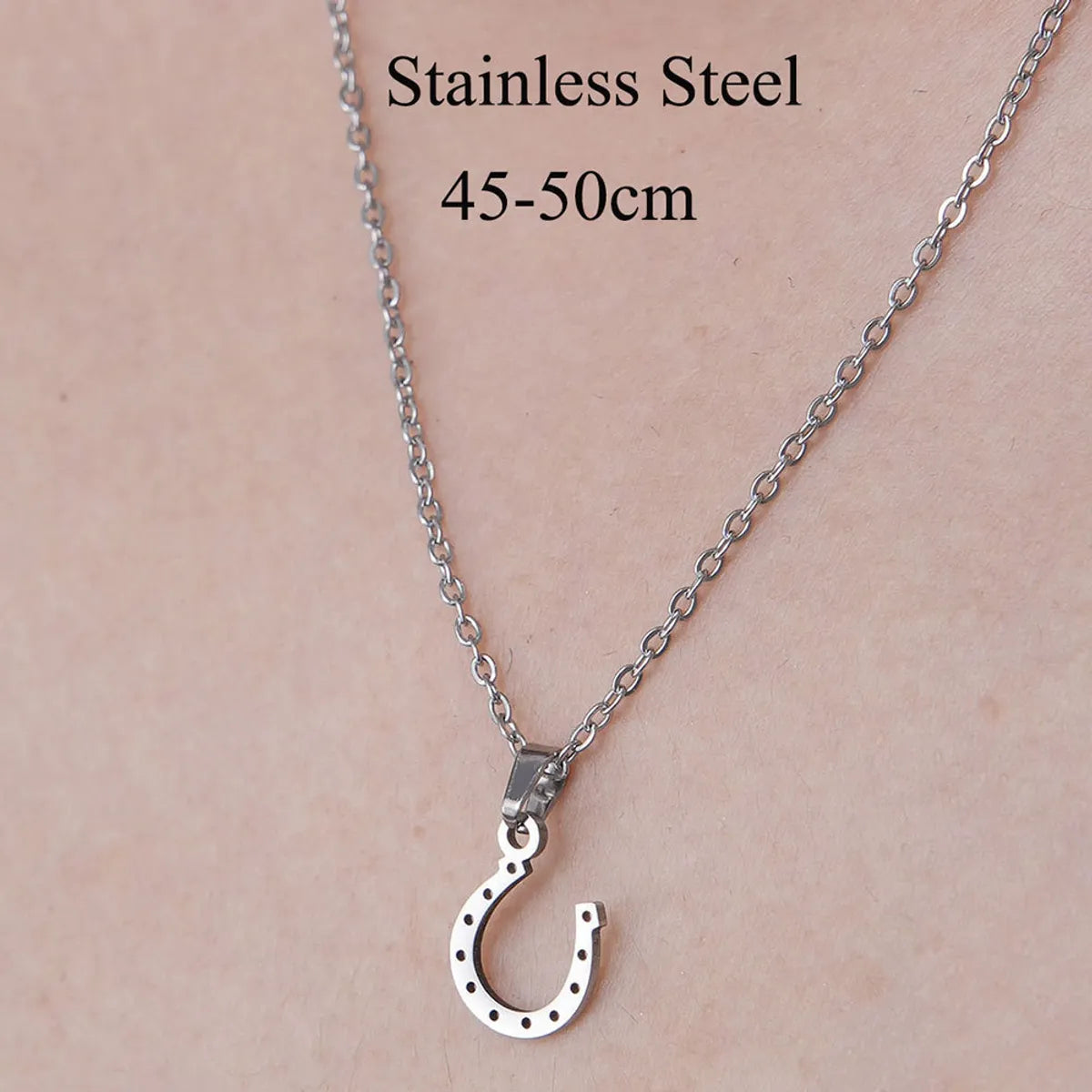 201 Stainless Steel Simple Style Polishing Plating Human Arrow Hook Pendant Necklace