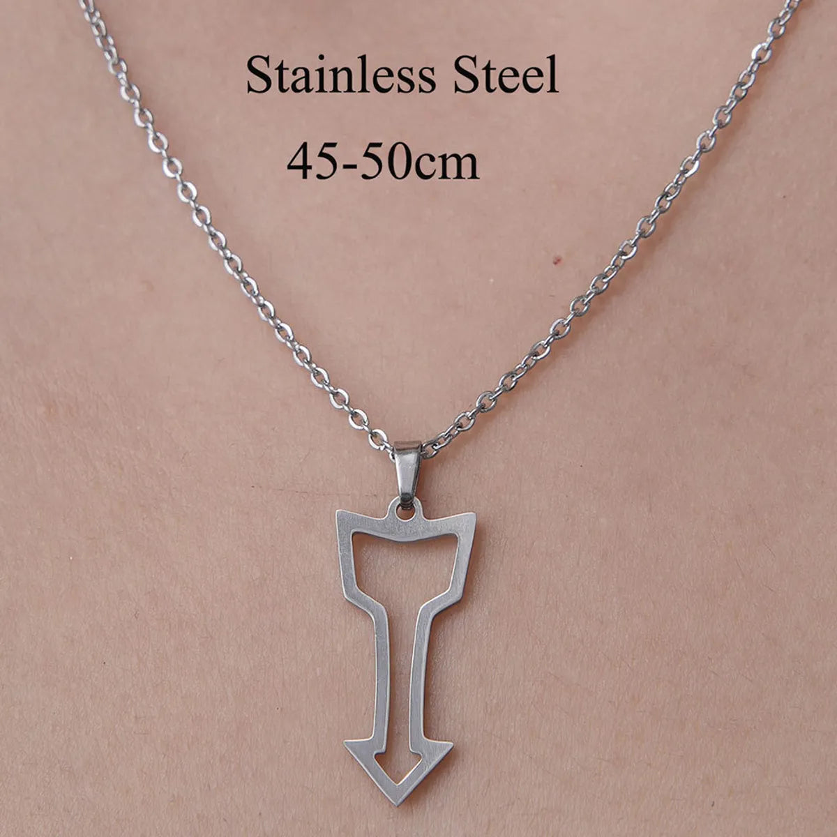 201 Stainless Steel Simple Style Polishing Plating Human Arrow Hook Pendant Necklace