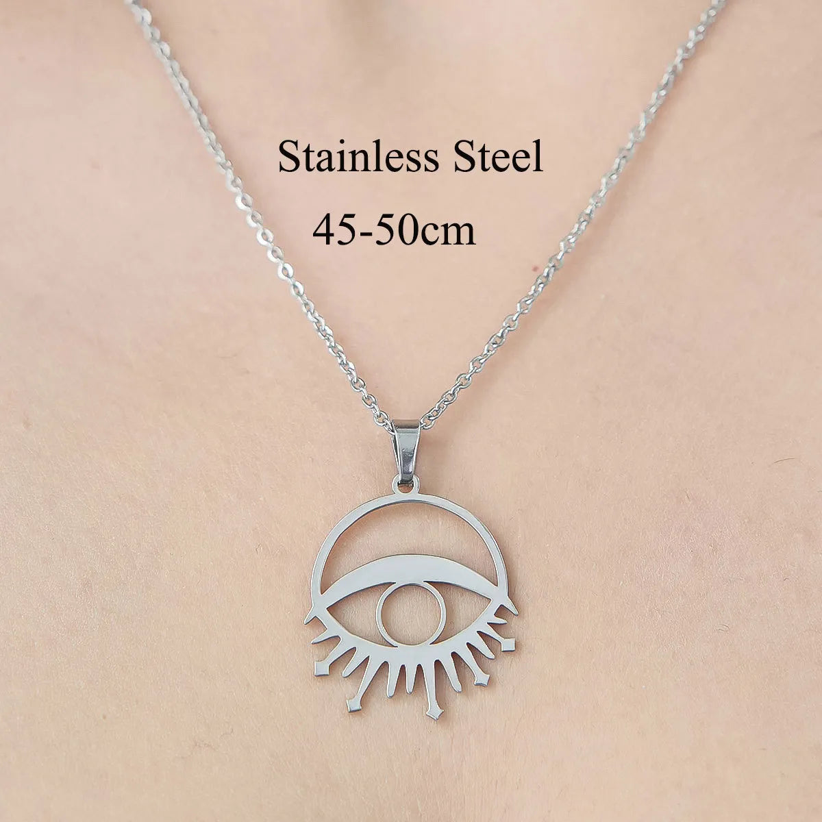 201 Stainless Steel Simple Style Polishing Plating Human Devil'S Eye Star Pendant Necklace