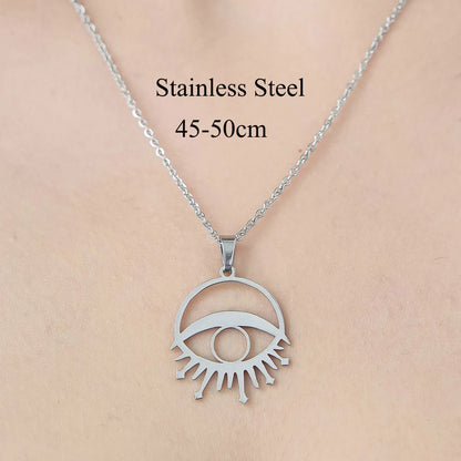 201 Stainless Steel Simple Style Polishing Plating Human Devil'S Eye Star Pendant Necklace