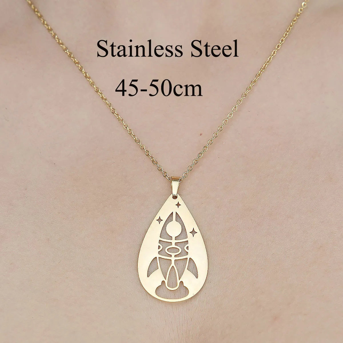 Wholesale Jewelry Simple Style Human Face Devil'S Eye Moon 201 Stainless Steel 18K Gold Plated Polishing Plating Pendant Necklace