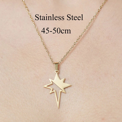 Wholesale Jewelry Simple Style Human Face Devil'S Eye Moon 201 Stainless Steel 18K Gold Plated Polishing Plating Pendant Necklace